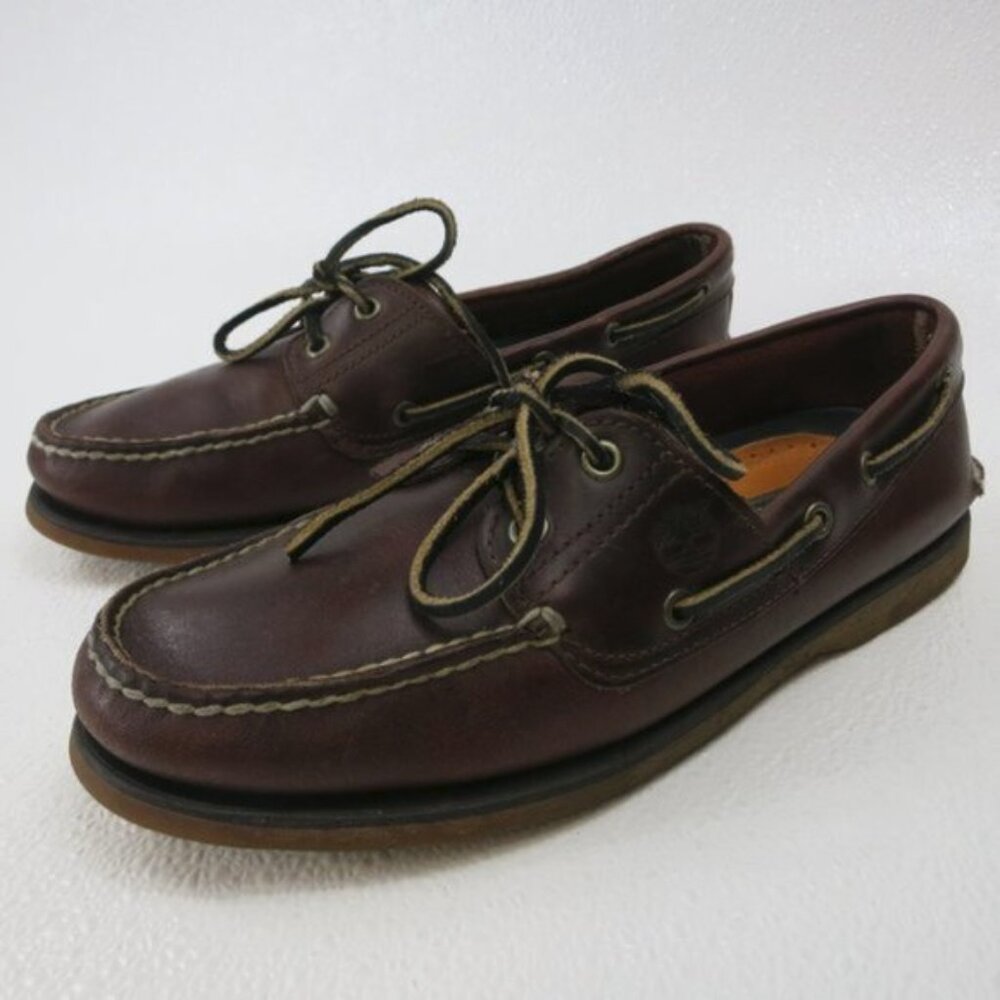 Timberland Two Eyelet Leather Casual Dress Boat Deck Shoes Men's Classic 9 M